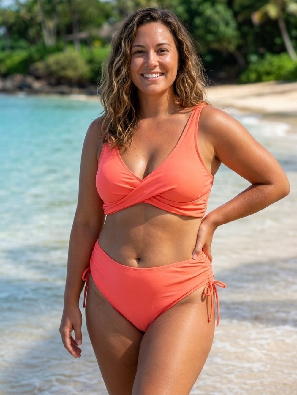 VENUS Coral Bikini Set, Top Size L, Bottom Size 14